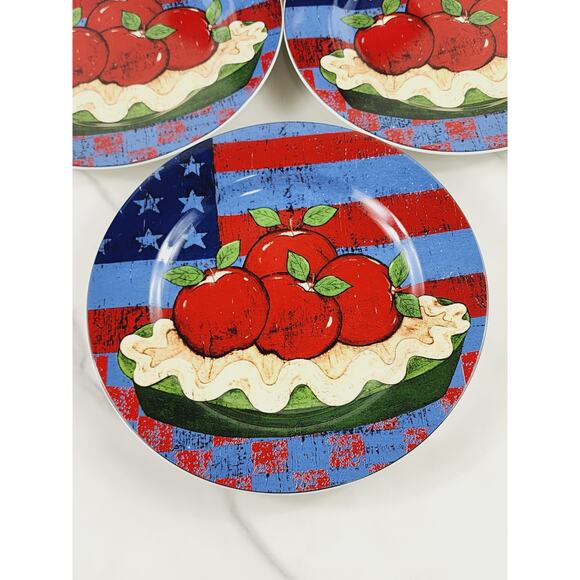 Sakura American As Apple Pie Salad Plate 8 1/4" Flag Dinnerware Stoneware x4 - Picture 5 of 13